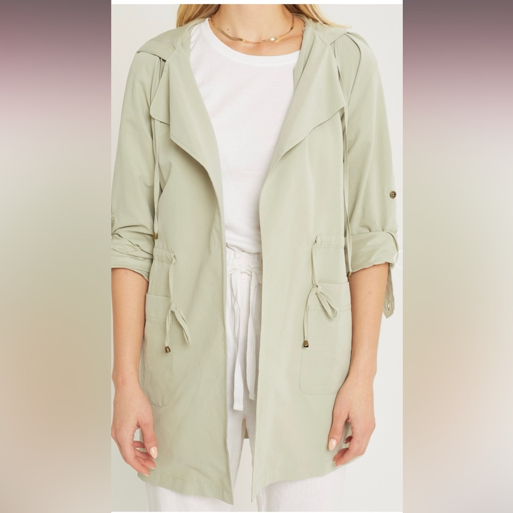36 Oversized Hooded Long Line Trench Jacket Coat